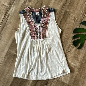 Anthropologie Akemi + Kin sleeveless top detail stitching mandarin collar large
